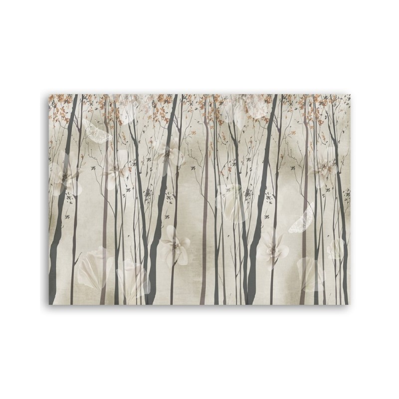 Dekoratives Leinwandbild - Bäume Blumen und Schmetterlinge | Feeby