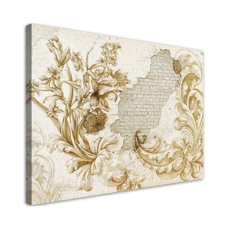 Dekoratives Leinwandbild - Vögel und Blätter auf Fresko | Feeby