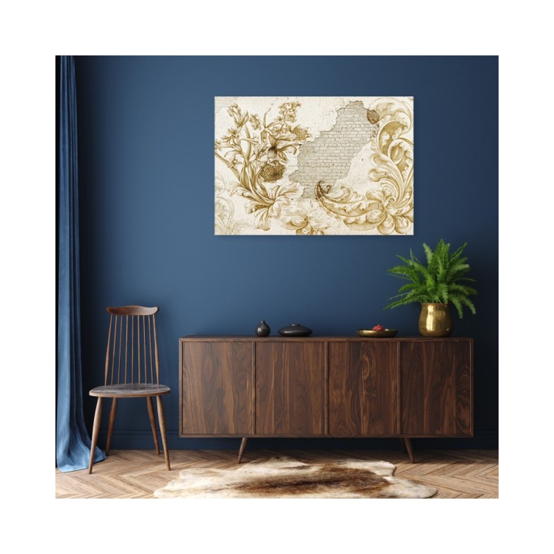 Dekoratives Leinwandbild - Vögel und Blätter auf Fresko | Feeby