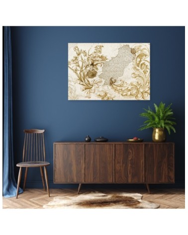 Dekoratives Leinwandbild - Vögel und Blätter auf Fresko | Feeby