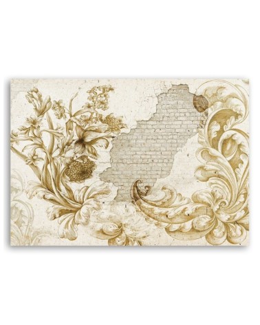 Dekoratives Leinwandbild - Vögel und Blätter auf Fresko | Feeby