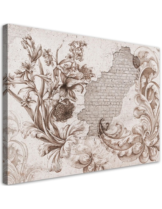 Leinwandbild - Blätter auf Fresko | Feeby