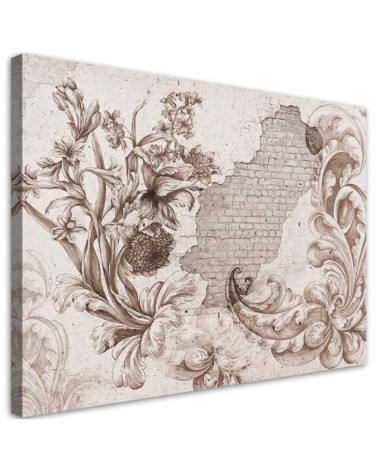 Leinwandbild - Blätter auf Fresko | Feeby