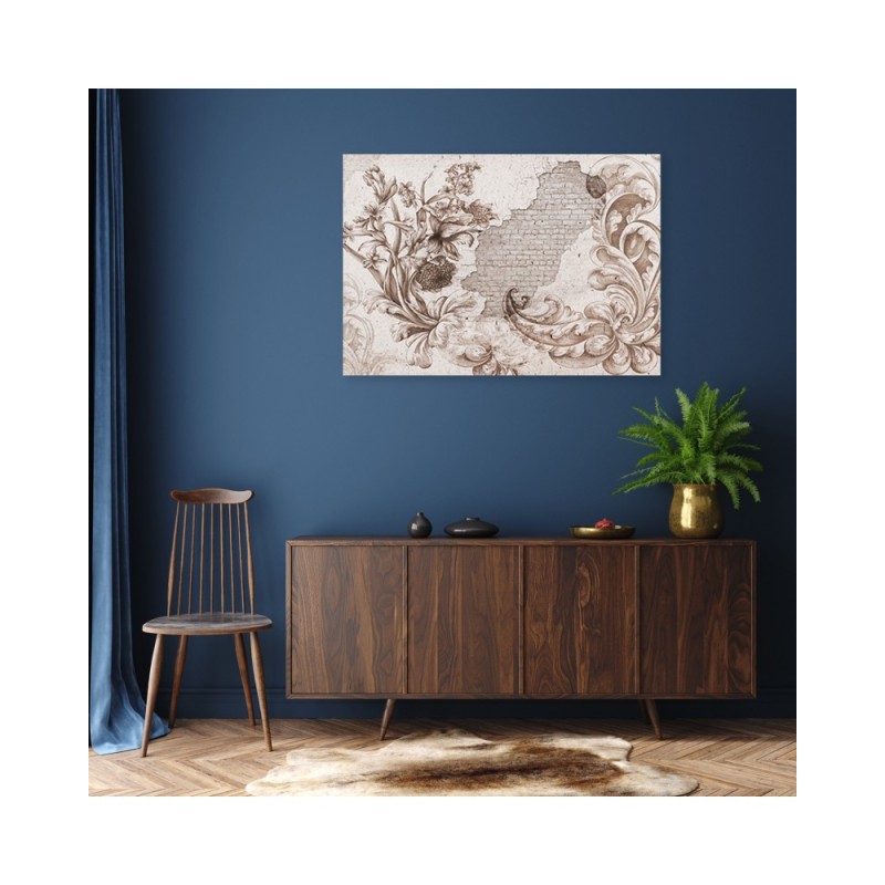 Leinwandbild - Blätter auf Fresko | Feeby