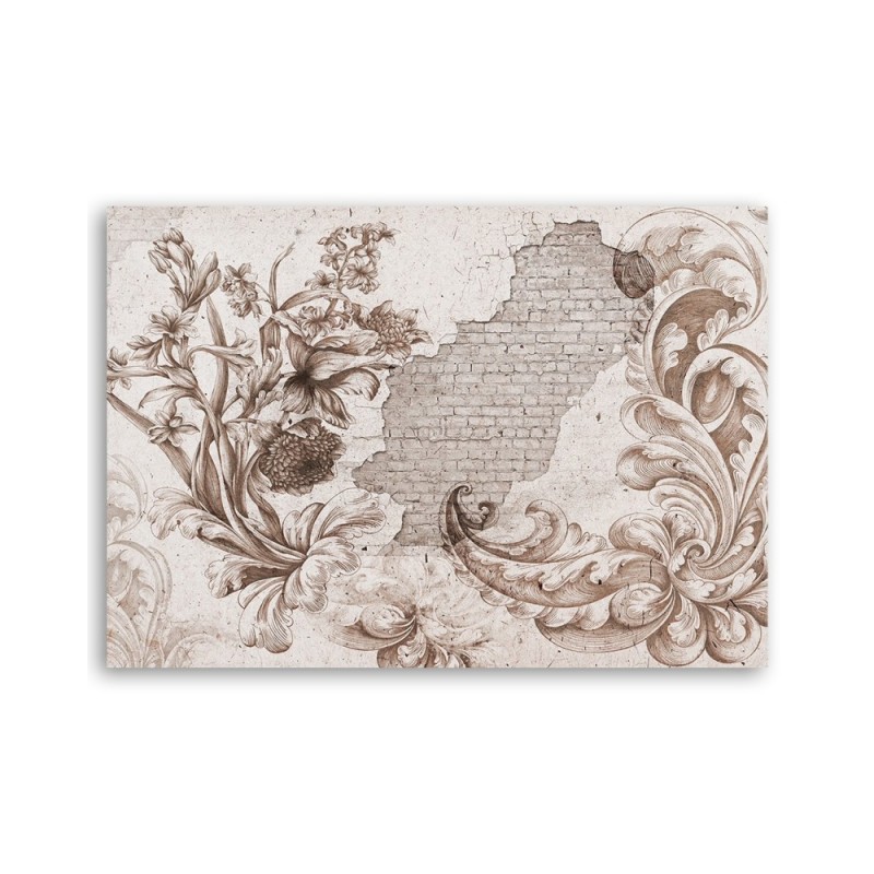 Leinwandbild - Blätter auf Fresko | Feeby