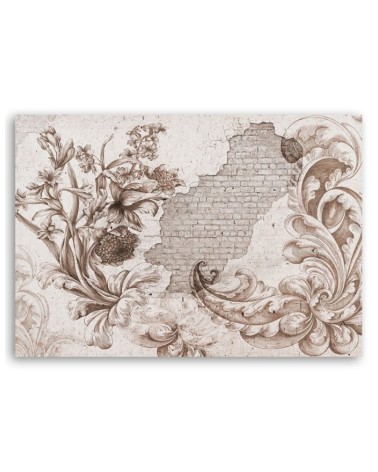 Leinwandbild - Blätter auf Fresko | Feeby