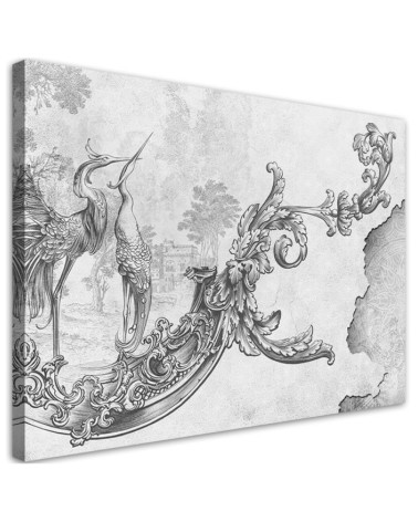 Office Canvas painting - Wild birds and leaves on oriental fresco | FEEBY