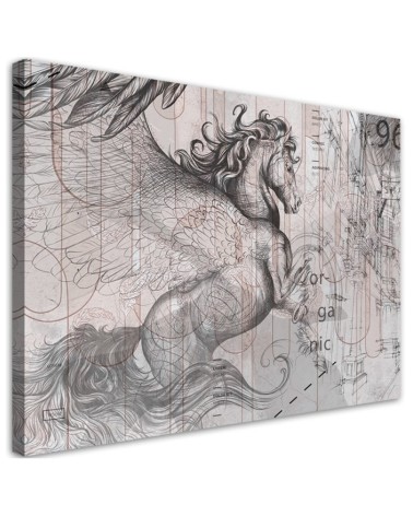 Bedroom Canvas painting above bed - Pegasus horse abstract | FEEBY