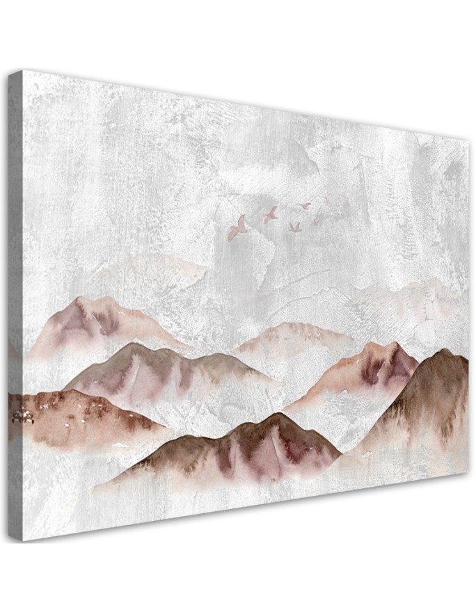 Leinwandbild - Boho Vögel über den Bergen | Feeby