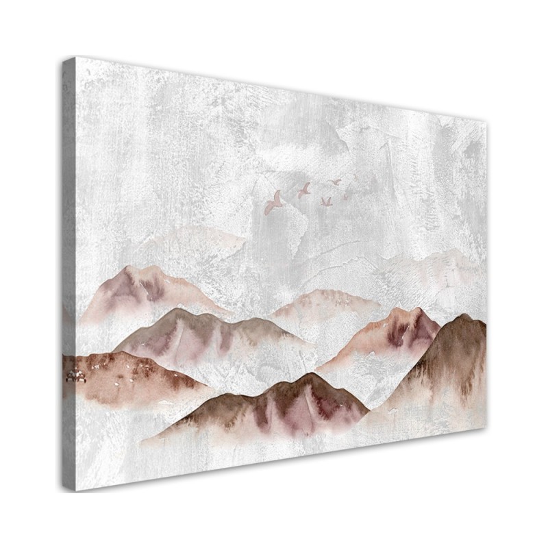 Leinwandbild - Boho Vögel über den Bergen | Feeby