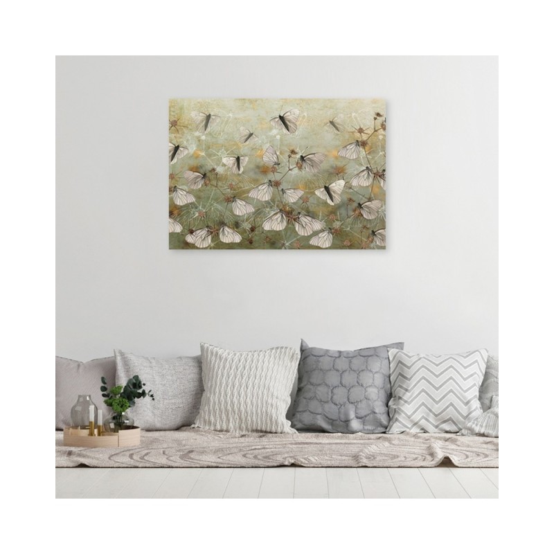 Leinwandbild - Boho Schmetterlinge in der Wiese | Feeby