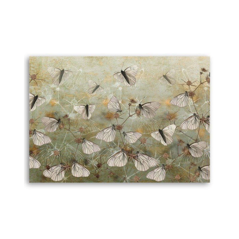 Leinwandbild - Boho Schmetterlinge in der Wiese | Feeby