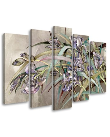 5 part modern painting - Irises flowers in the wind | FEEBY