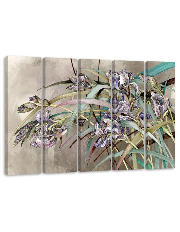 Modernes Wandbild - Iris Blumen im Wind | Feeby