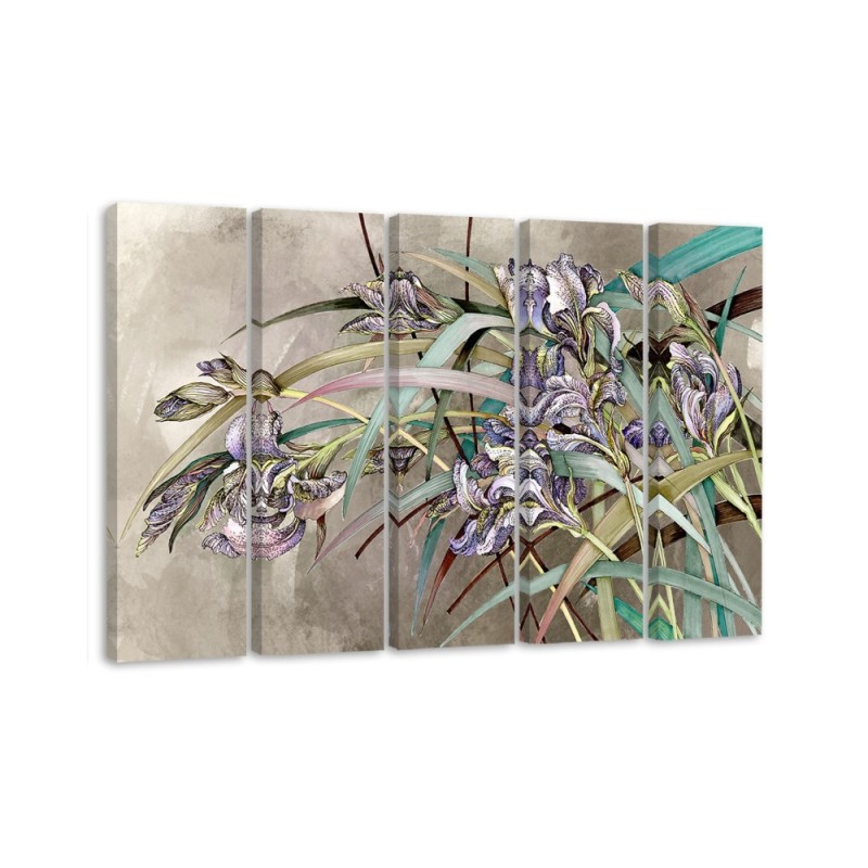 Modernes Wandbild - Iris Blumen im Wind | Feeby