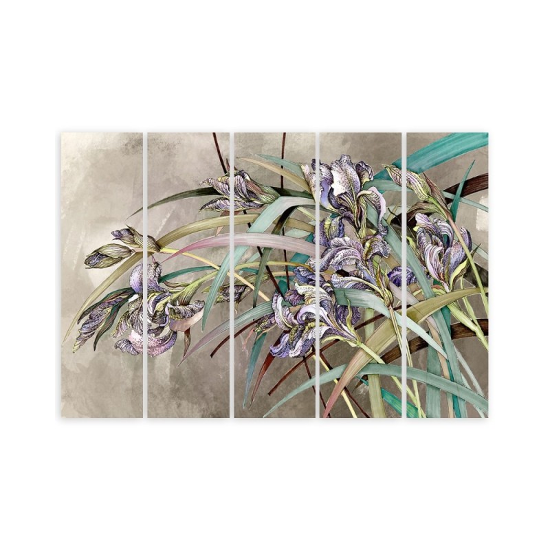 Modernes Wandbild - Iris Blumen im Wind | Feeby