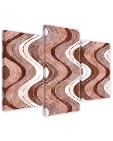 Large boho Canvas painting for living room - Vertical wavy lines | FEEBY