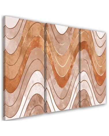 Living room Canvas painting 3-part - Horizontal wavy lines | FEEBY