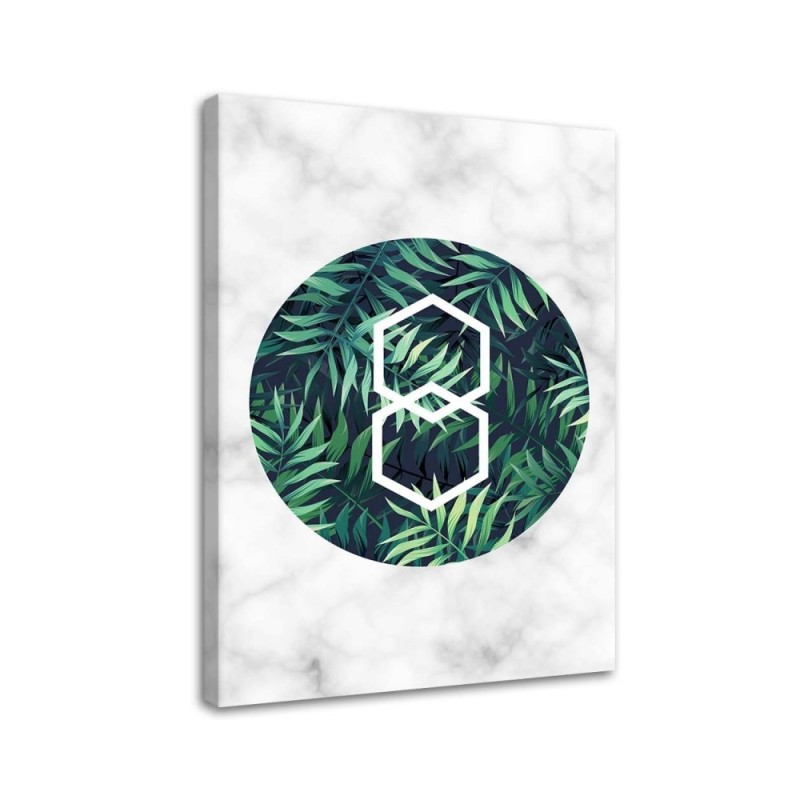 Leinwandbild - Farnblatt in einem Kreis - Marmor | Feeby