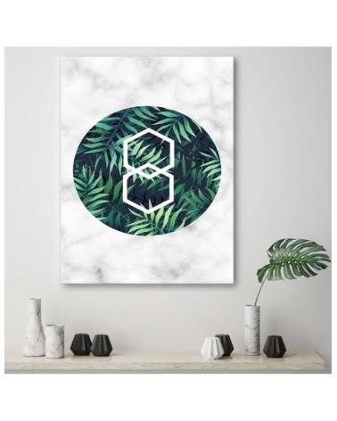 Leinwandbild - Farnblatt in einem Kreis - Marmor | Feeby