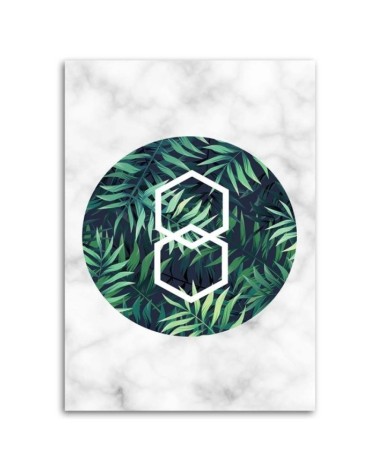 Leinwandbild - Farnblatt in einem Kreis - Marmor | Feeby