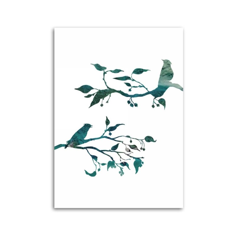Leinwandbild - Vögel auf Ästen | Feeby