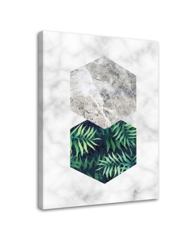 Modernes Wandbild - Farnblatt im Sechseck - Marmor | Feeby