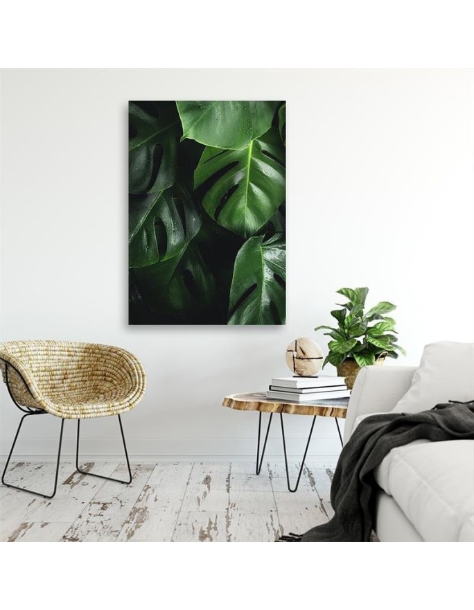 Monstera liście - obraz nowoczesny do salonu na ścianę
