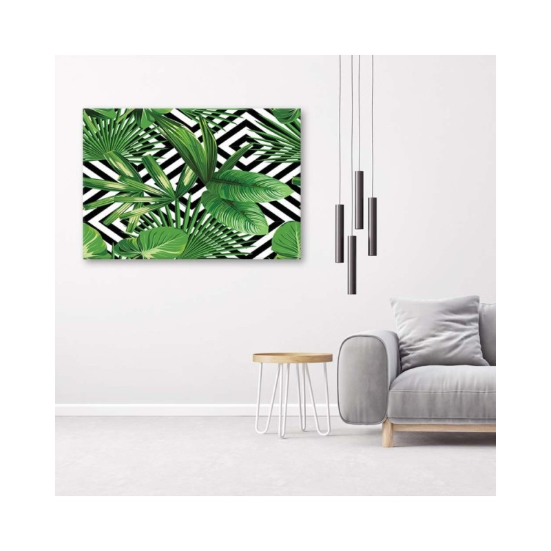 Bild auf Leinwand - Geometrie mit einem Blatt | Feeby