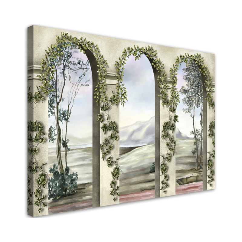 Bild auf Leinwand - Säulen und Bögen mit Efeu | Feeby