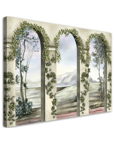 Bild auf Leinwand - Säulen und Bögen mit Efeu | Feeby