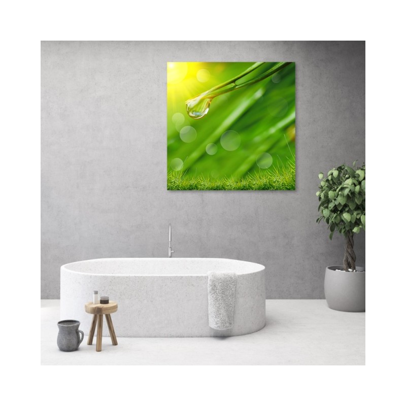 Leinwandbild - Tau auf dem Gras | Feeby