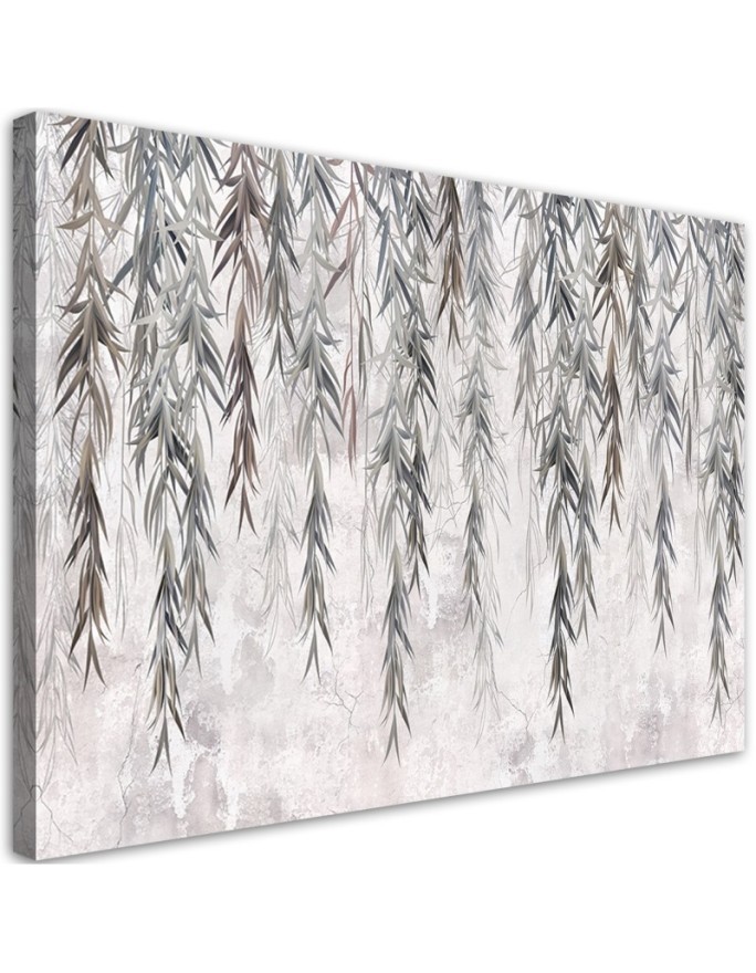 Modernes Wandbild - Tropen Pflanzen in Grau auf Beton | Feeby