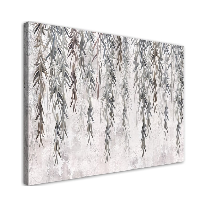 Modernes Wandbild - Tropen Pflanzen in Grau auf Beton | Feeby