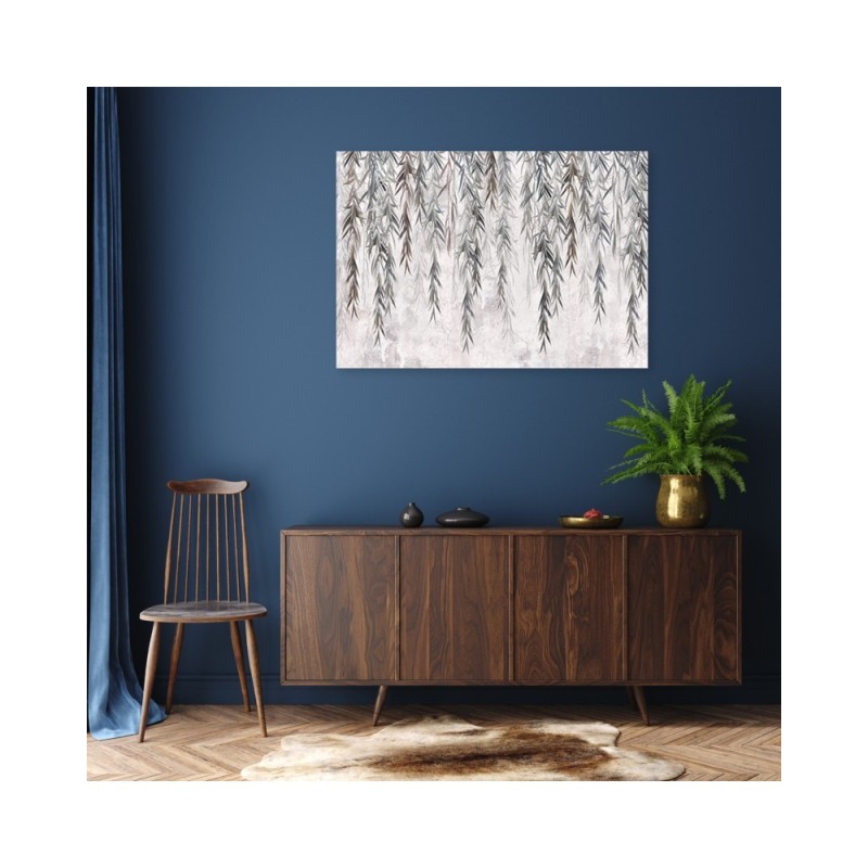 Modernes Wandbild - Tropen Pflanzen in Grau auf Beton | Feeby