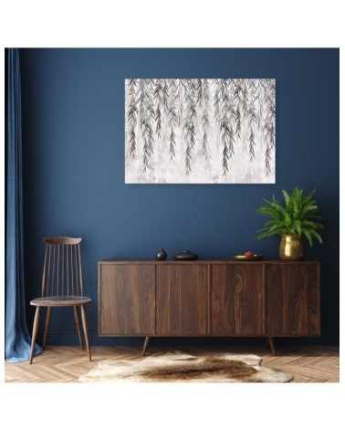 Modernes Wandbild - Tropen Pflanzen in Grau auf Beton | Feeby