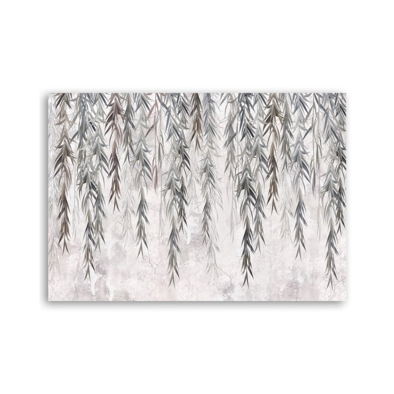 Modernes Wandbild - Tropen Pflanzen in Grau auf Beton | Feeby