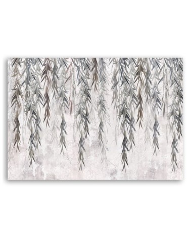 Modernes Wandbild - Tropen Pflanzen in Grau auf Beton | Feeby