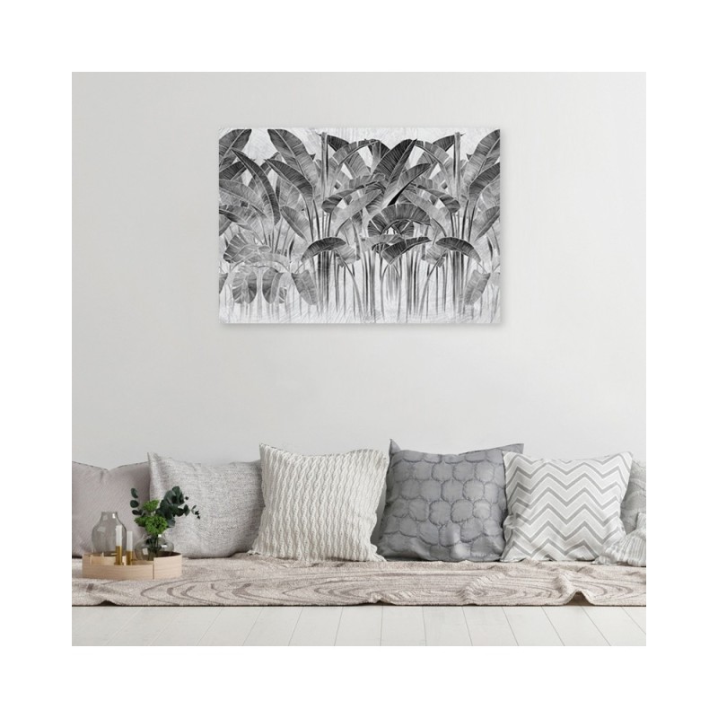 Modernes Wandbild - Bananenblätter Grau Pflanzen | Feeby