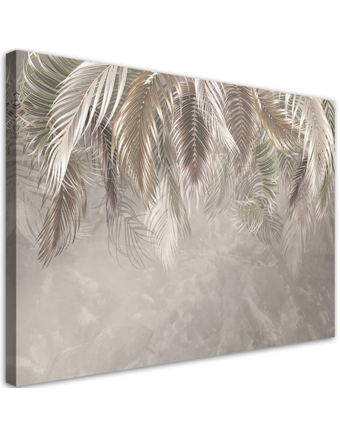Leinwanddruck - Palmen Blätter Beton 3D | Feeby
