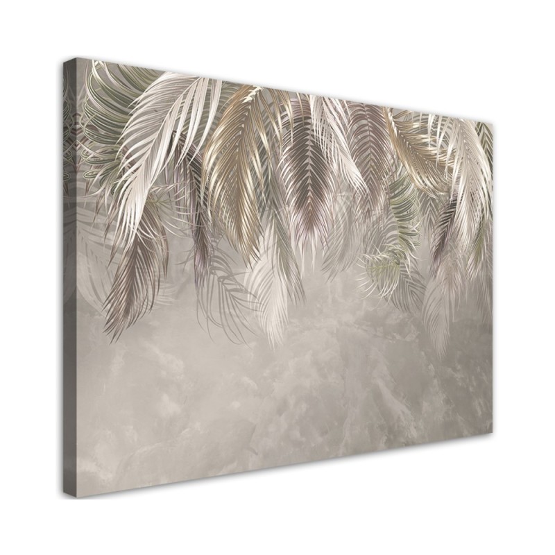 Leinwanddruck - Palmen Blätter Beton 3D | Feeby