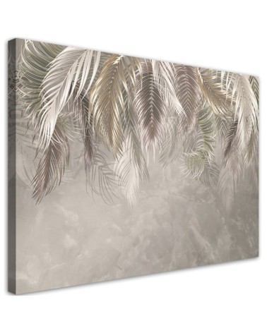 Wall art Canvas painting for living room - Palm leaves on concrete 3D | FEEBY