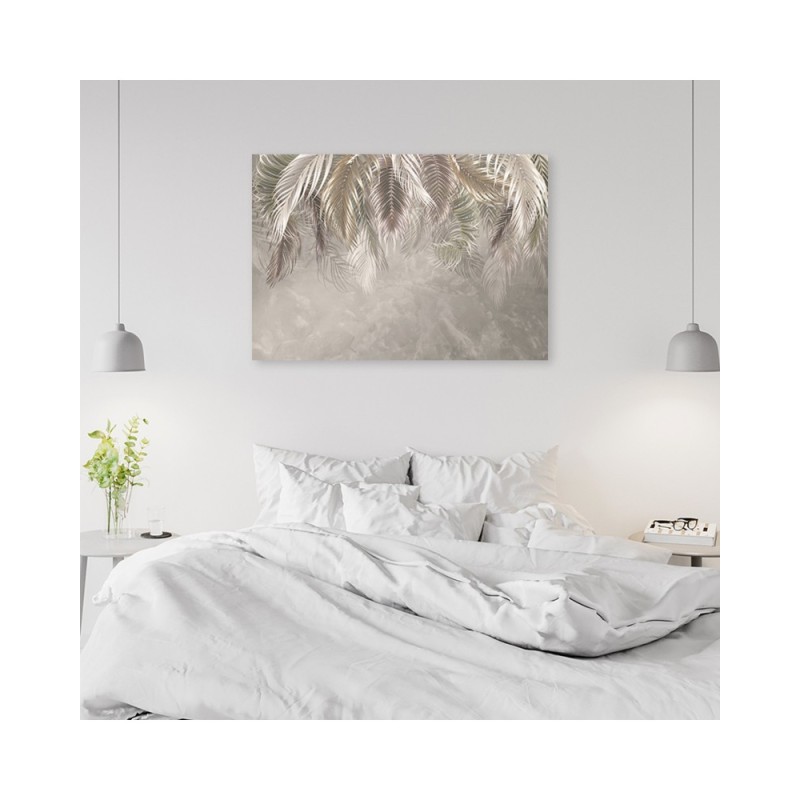 Leinwanddruck - Palmen Blätter Beton 3D | Feeby