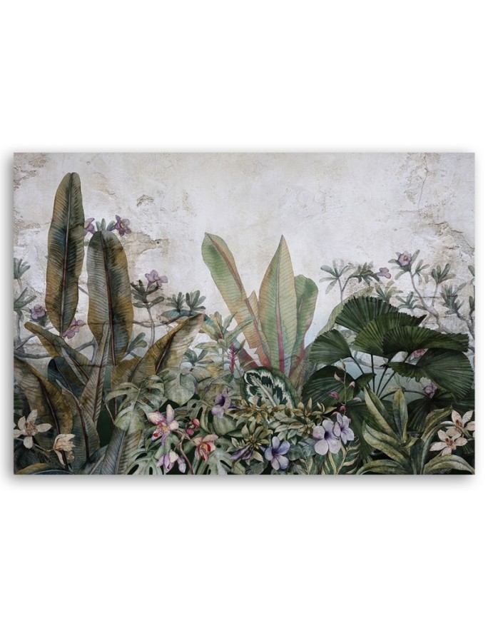 Canvas print - Exotic tropical leaves on concrete | FEEBY