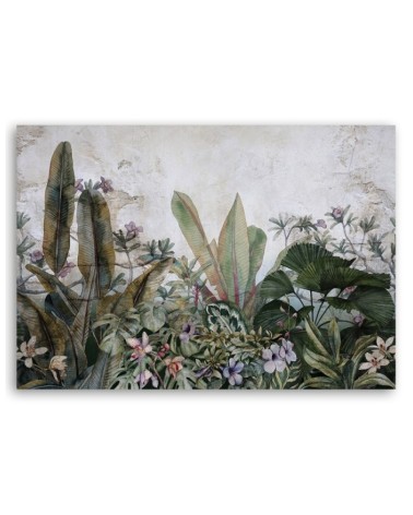 Leinwandbild - Exotische Blätter auf Beton | Feeby