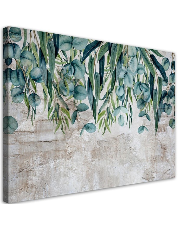 Bild auf Leinwand - Grüne Hängende Blätter Beton | Feeby