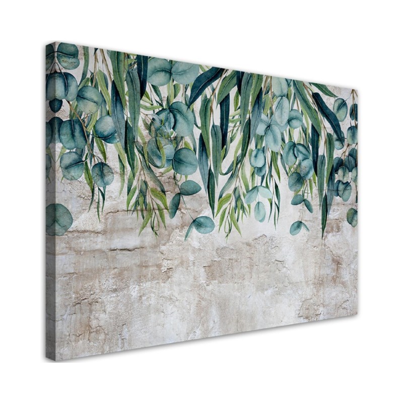 Bild auf Leinwand - Grüne Hängende Blätter Beton | Feeby