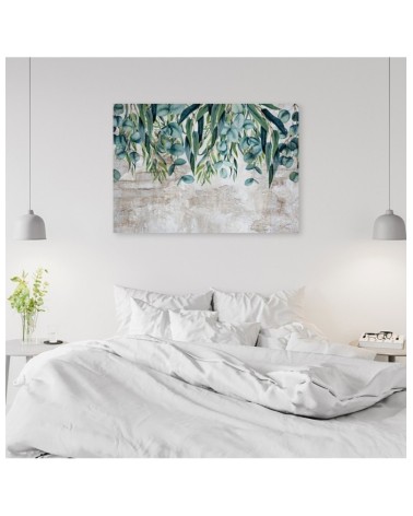 Bild auf Leinwand - Grüne Hängende Blätter Beton | Feeby