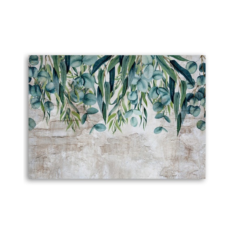 Bild auf Leinwand - Grüne Hängende Blätter Beton | Feeby