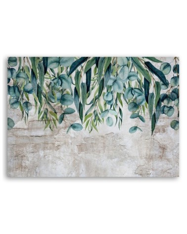 Bild auf Leinwand - Grüne Hängende Blätter Beton | Feeby